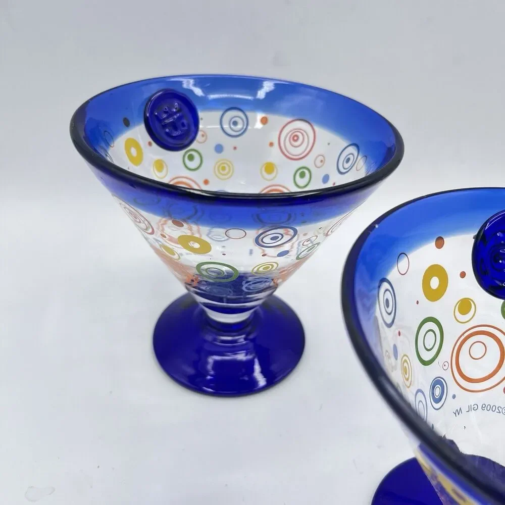 Royal Caribbean Kosta Boda Cocktail Glasses 2009 Hand blown Cobalt Blue 2